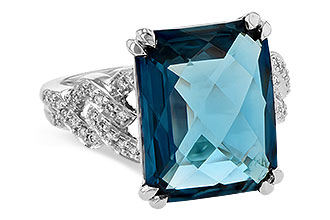 A235-91707: LDS RG 9.40 LONDON BLUE TOPAZ 9.60 TGW (15x12MM)