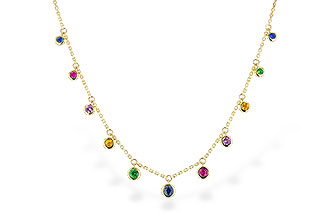 A319-61670: NECK .90 TW MULTI-COLOR SAPPH & GREEN GARNET (18")