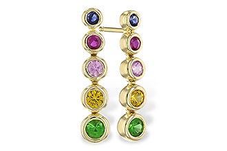 A319-63543: EARR .60 TW MULTI-COLOR SAPPH & GREEN GARNET