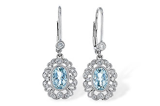 B320-47143: EARRINGS .75 TW AQUA .92 TGW (7x5MM AQUA)