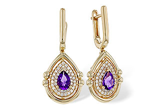 B321-37143: EARRINGS .63 TW AMETHYST .90 TGW (6x4MM AMY)