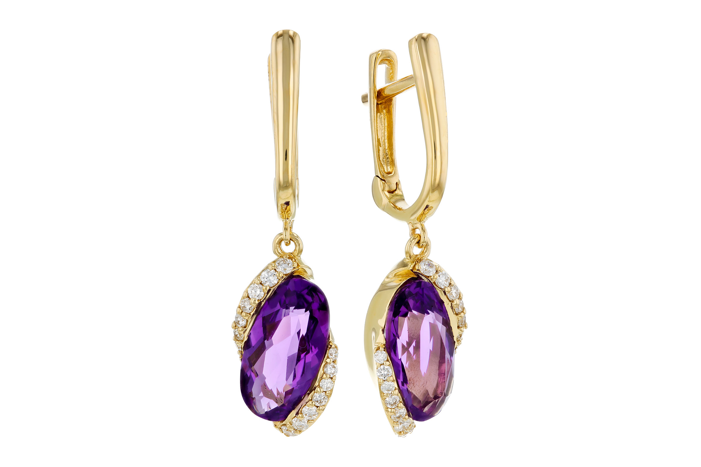 C321-38952: EARRINGS 2.14 TW AMETHYST 2.26 TGW (10x5MM AMY)