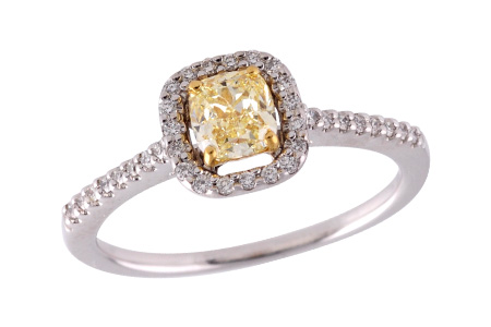 D318-64397: LDR .77 FANCY LGT YELL DIA .95 TW (GIA1279297180)