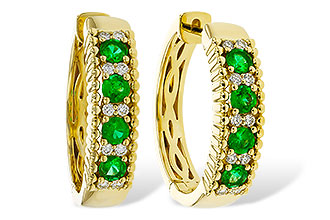 D320-54452: EARRINGS .33 TW EMERALD .45 TGW