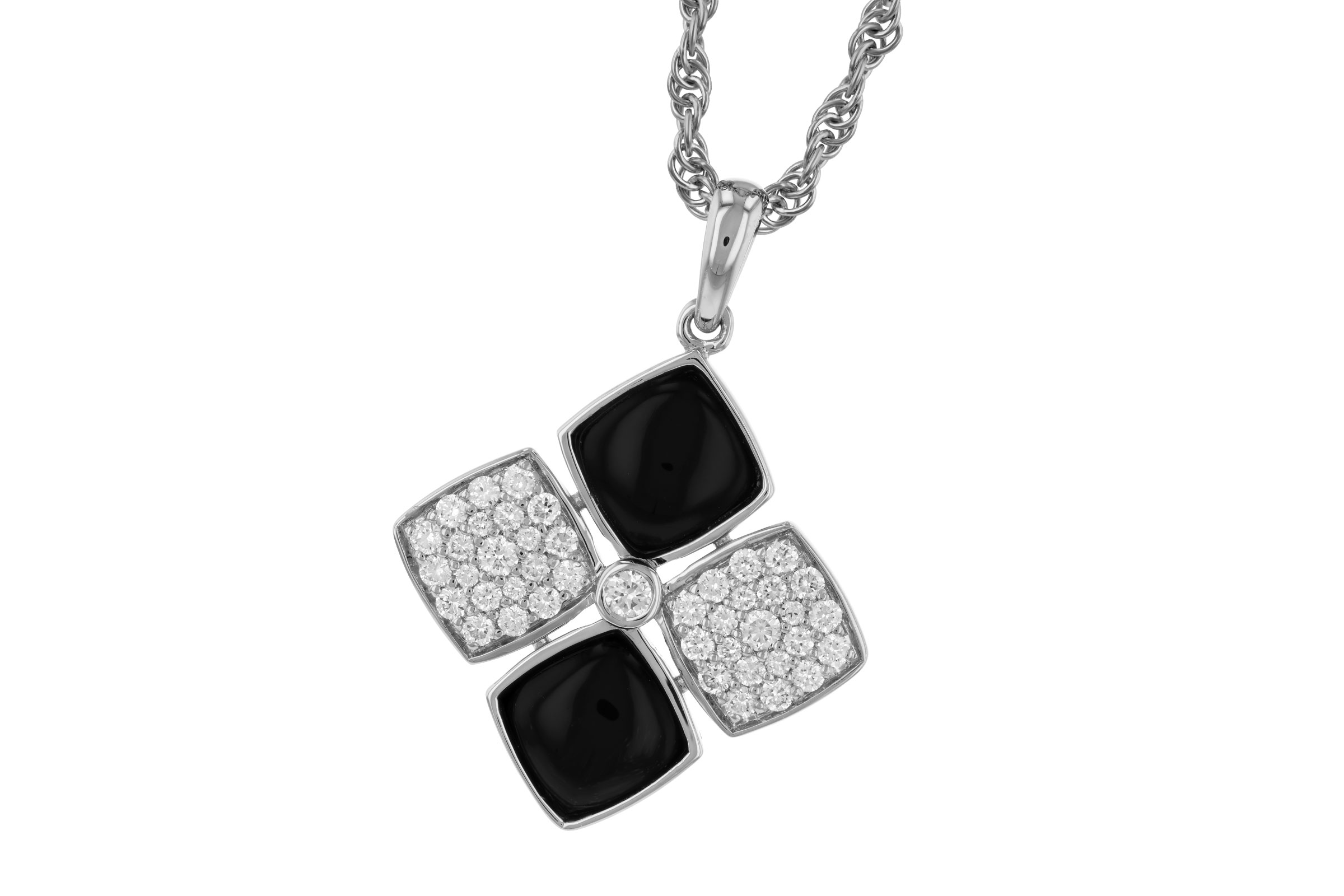 D321-38079: NECKLACE 1.23 TW ONYX 1.50 TGW