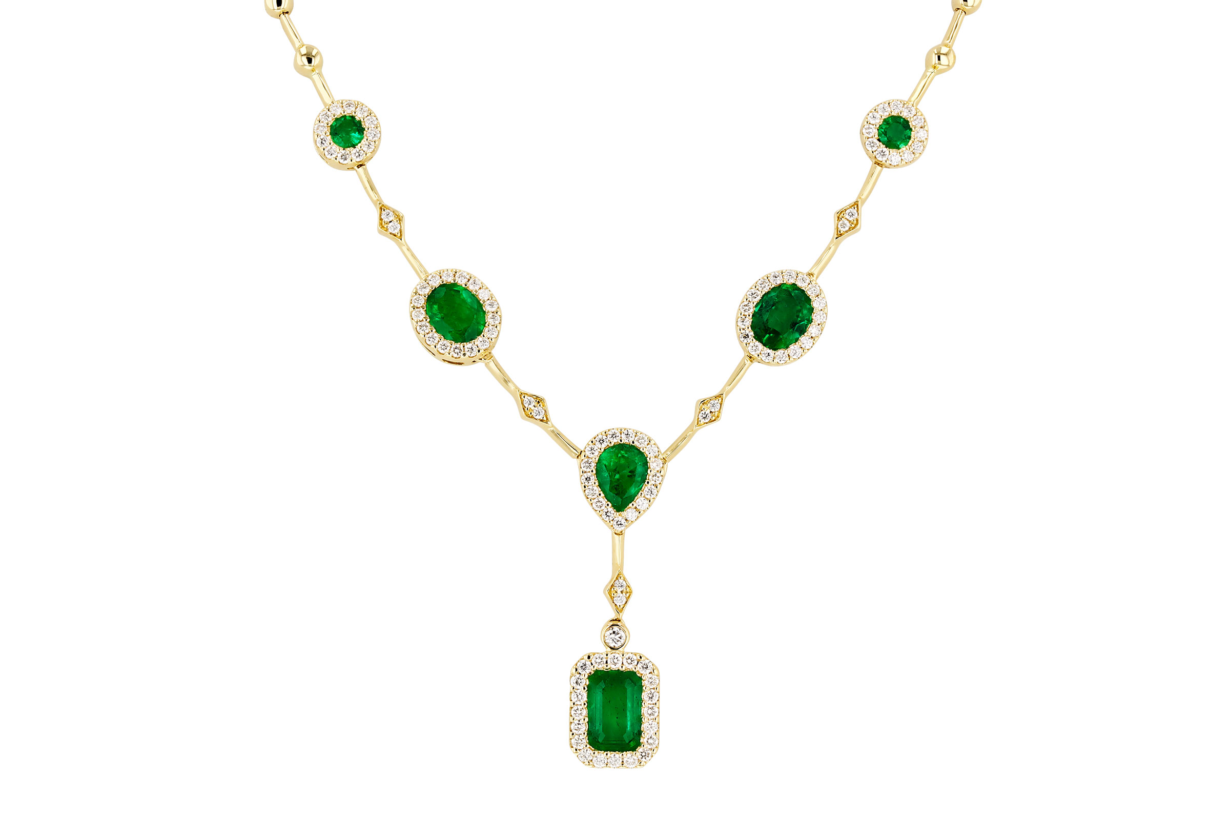D321-38916: NECKLACE 1.66 TW EMERALD 2.08 TGW (17")