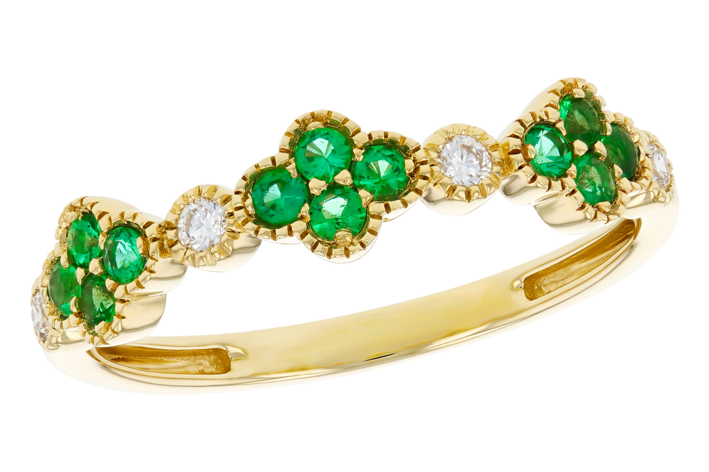 D321-39843: LDS WED RG .18 TW EMERALD .26 TGW