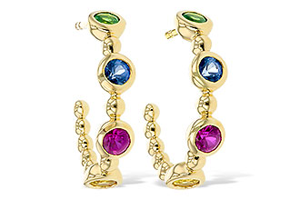 E321-37097: EARR .68 TW MULTI-COLOR SAPPH & GREEN GARNET