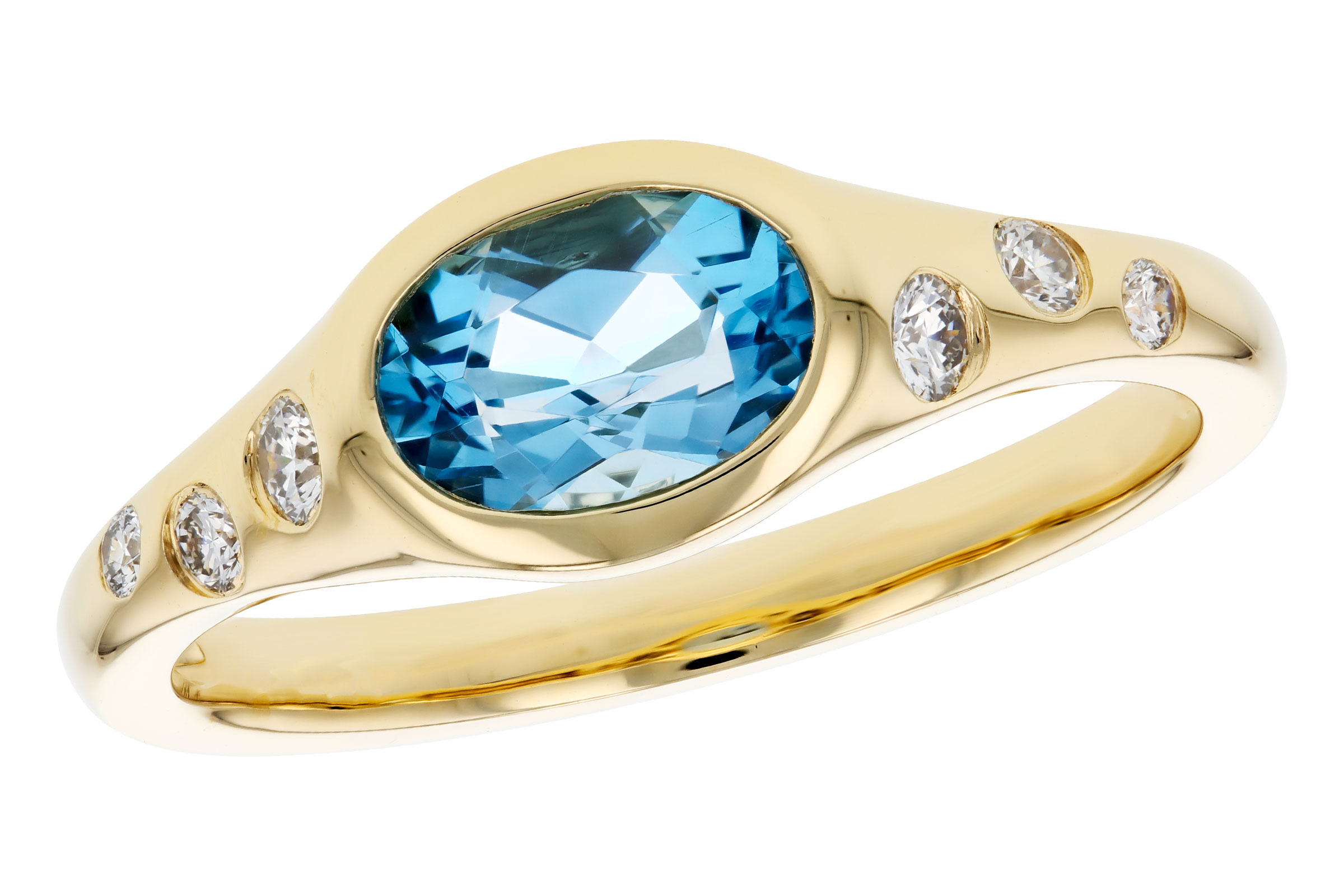 E321-38934: LDS RG .94 BLUE TOPAZ 1.08 TGW (7x5MM OV)