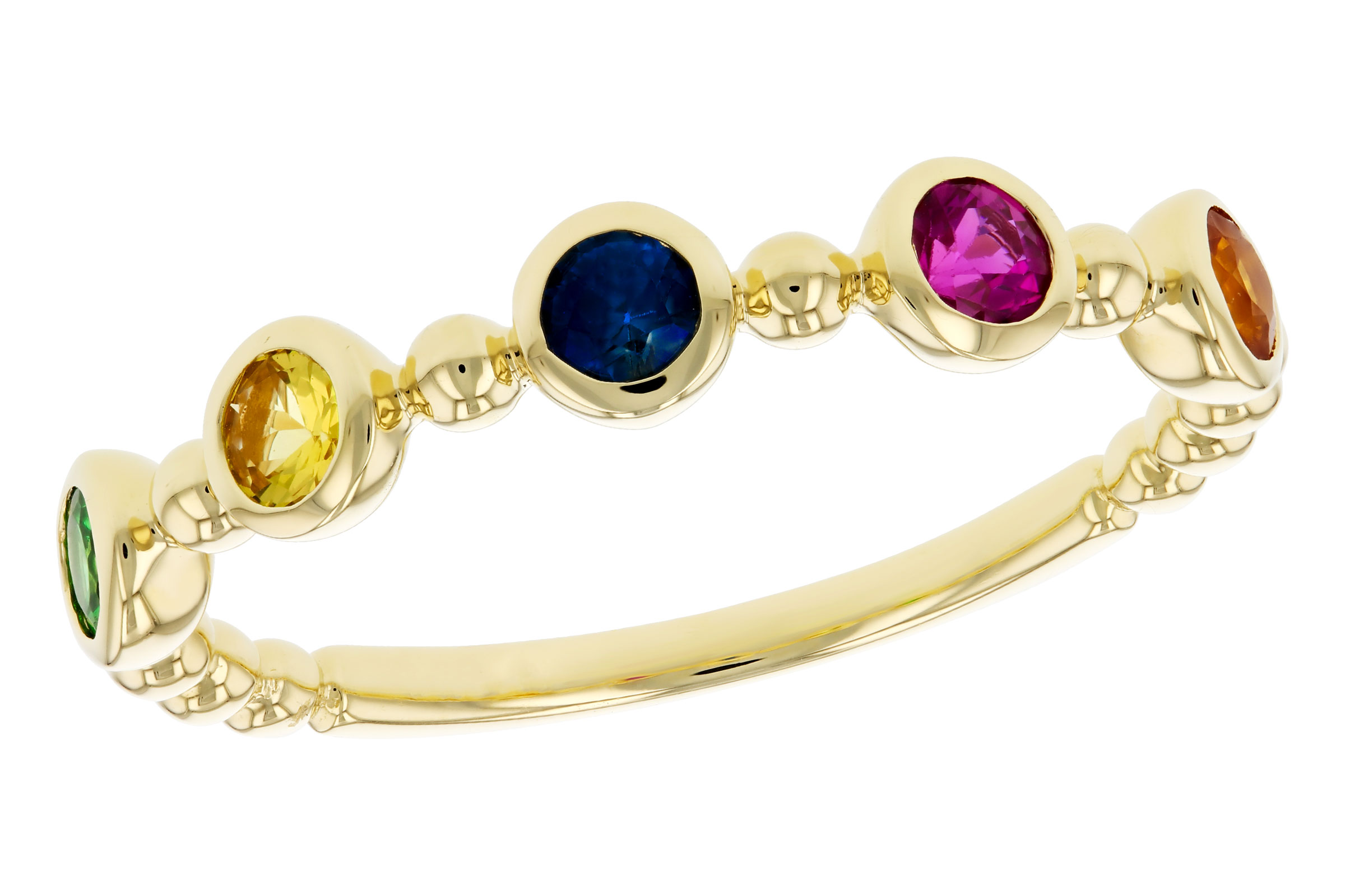 F321-37097: LDS WED RG .52 TW MULTI-COLOR SAPPH & GREEN GARNET