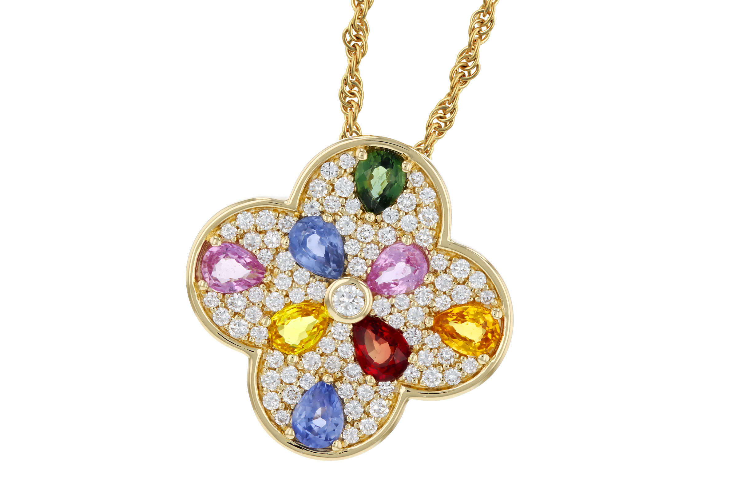 F321-39861: NECKLACE 1.40 MULTI-COLOR SAPPH 1.82 TGW