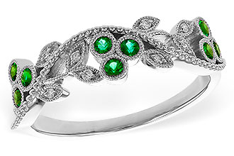 G320-54370: LDS WED RG .17 EMERALD TW .23 TGW