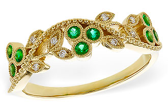 G320-54370: LDS WED RG .17 EMERALD TW .23 TGW