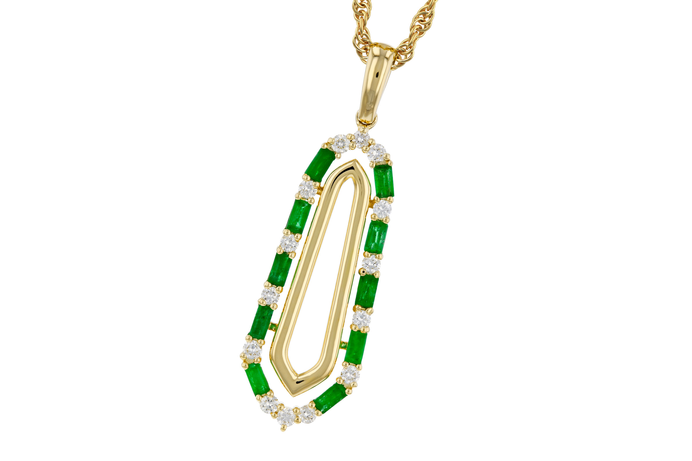H321-39861: NECKLACE .44 TW EMERALD .64 TGW