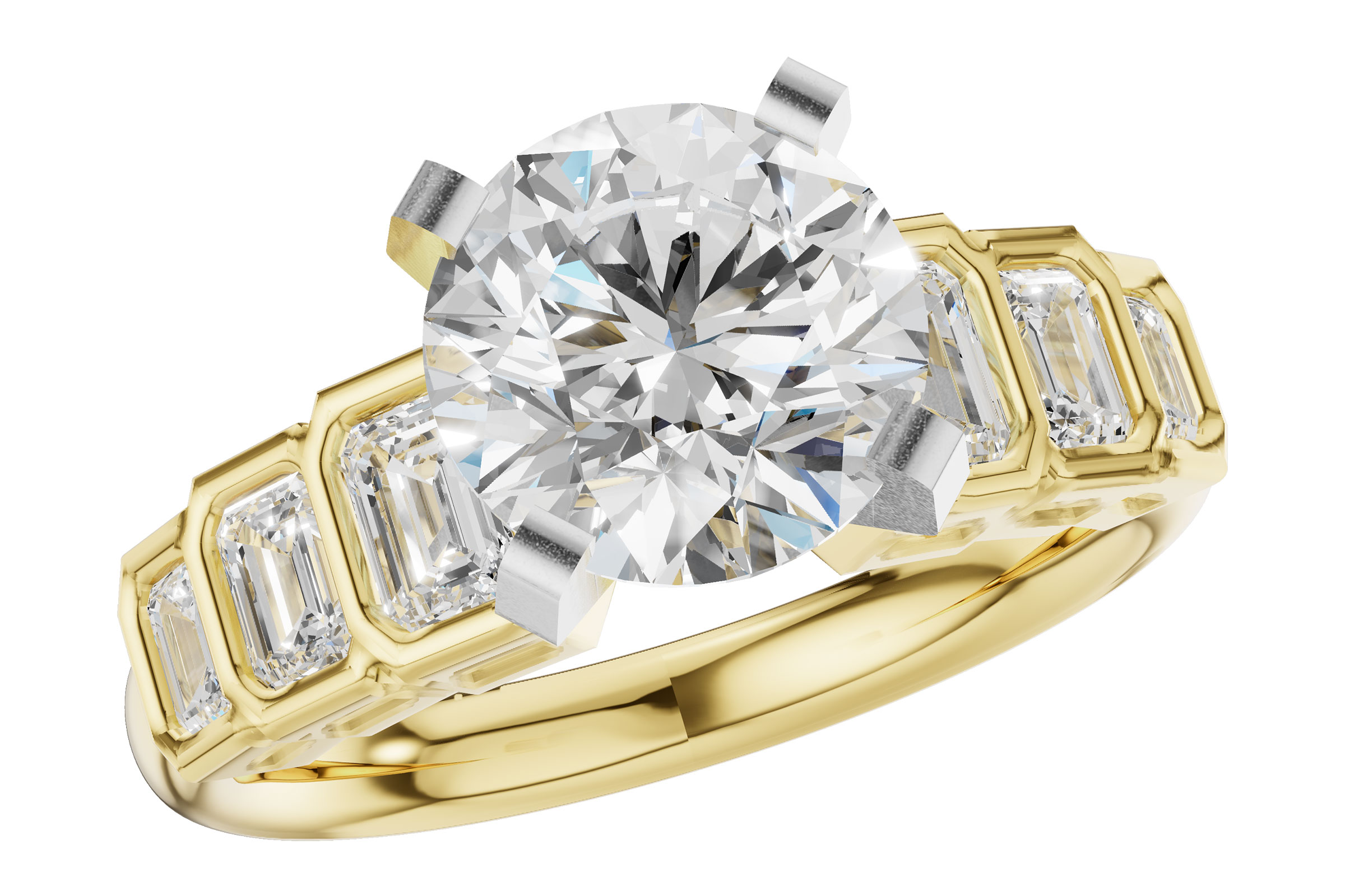 K321-38006: LDS SEMI DIA RG .92 TW EMERALD CUTS