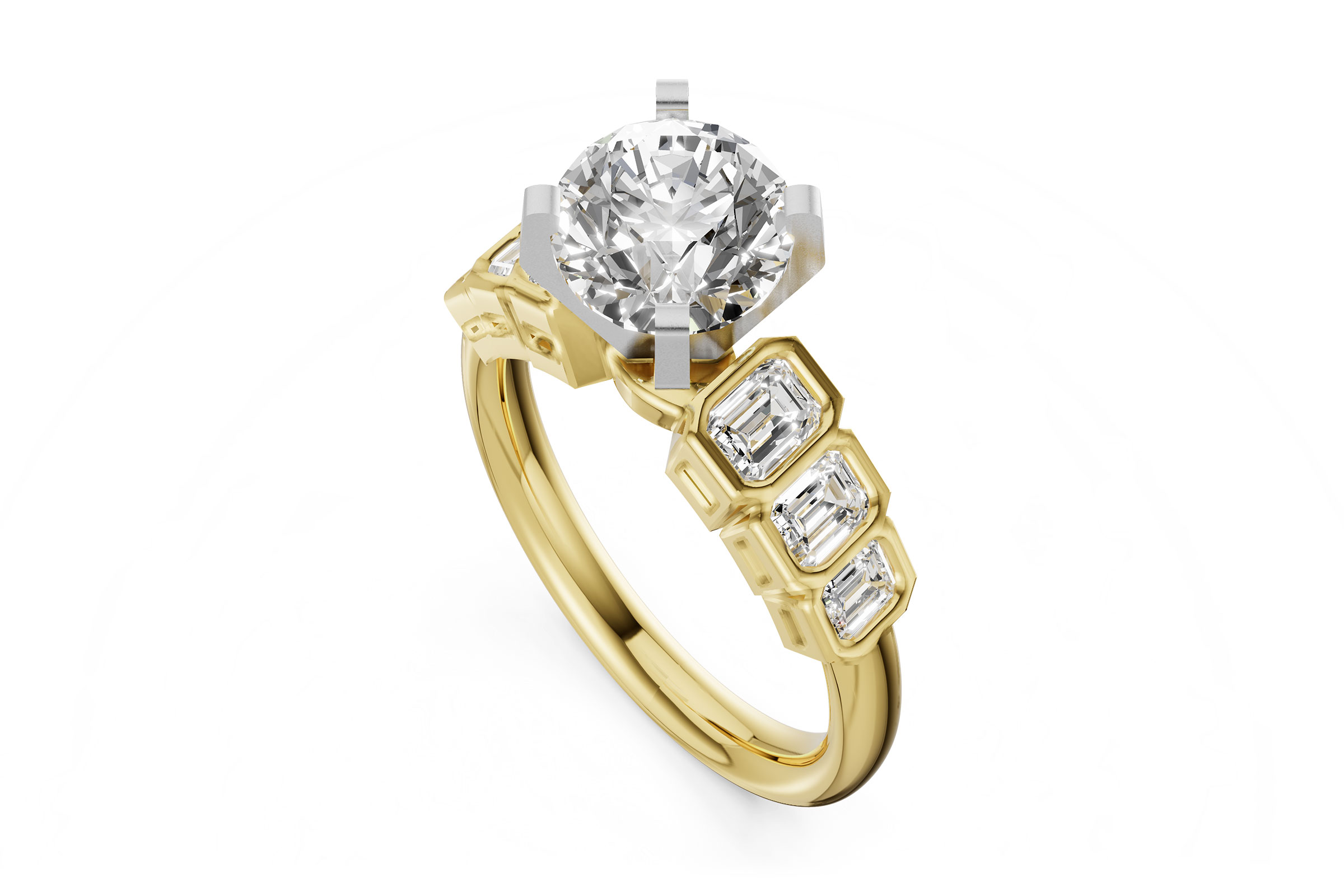 K321-38006: LDS SEMI DIA RG .92 TW EMERALD CUTS