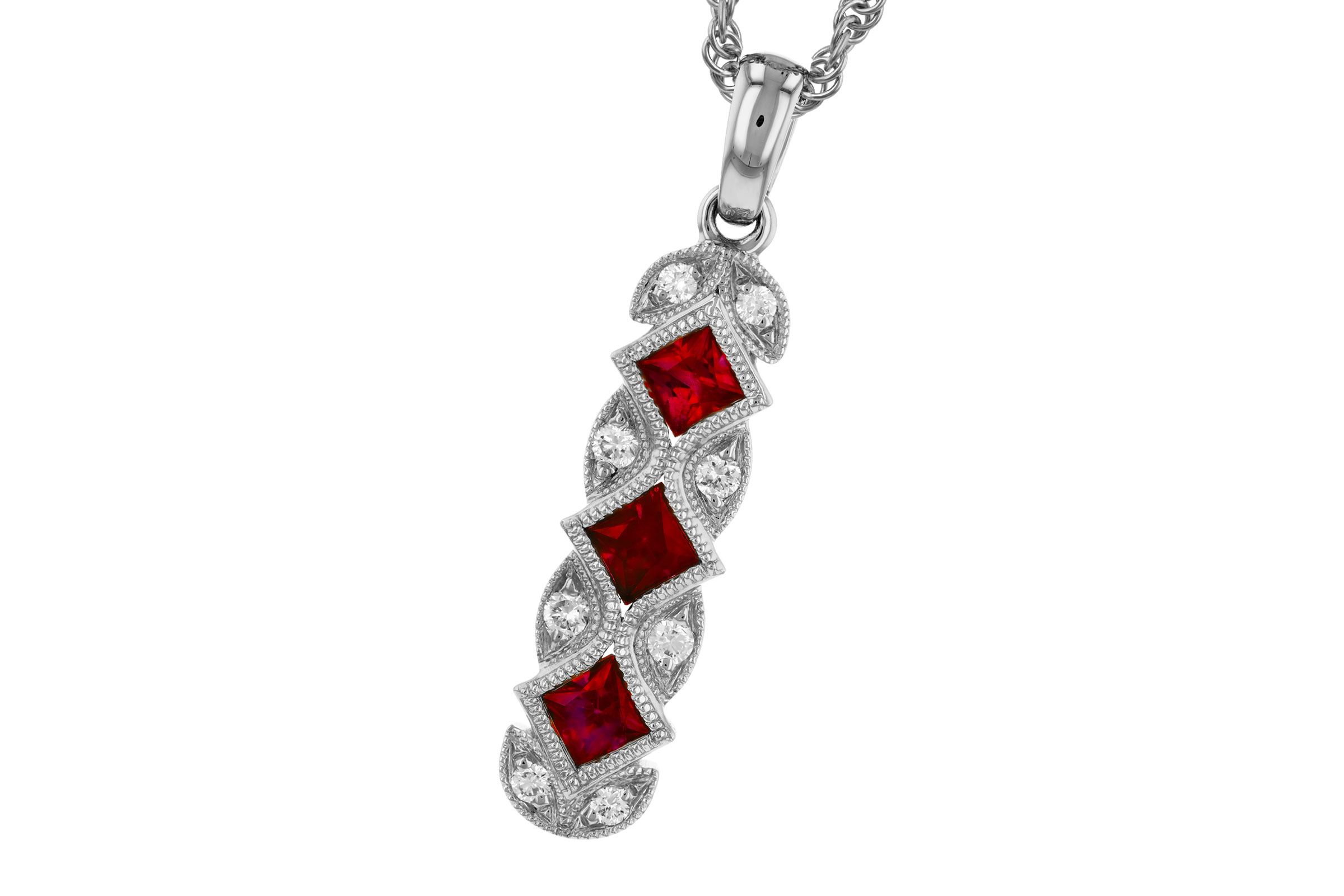 K321-38042: NECKLACE .55 TW RUBY .64 TGW