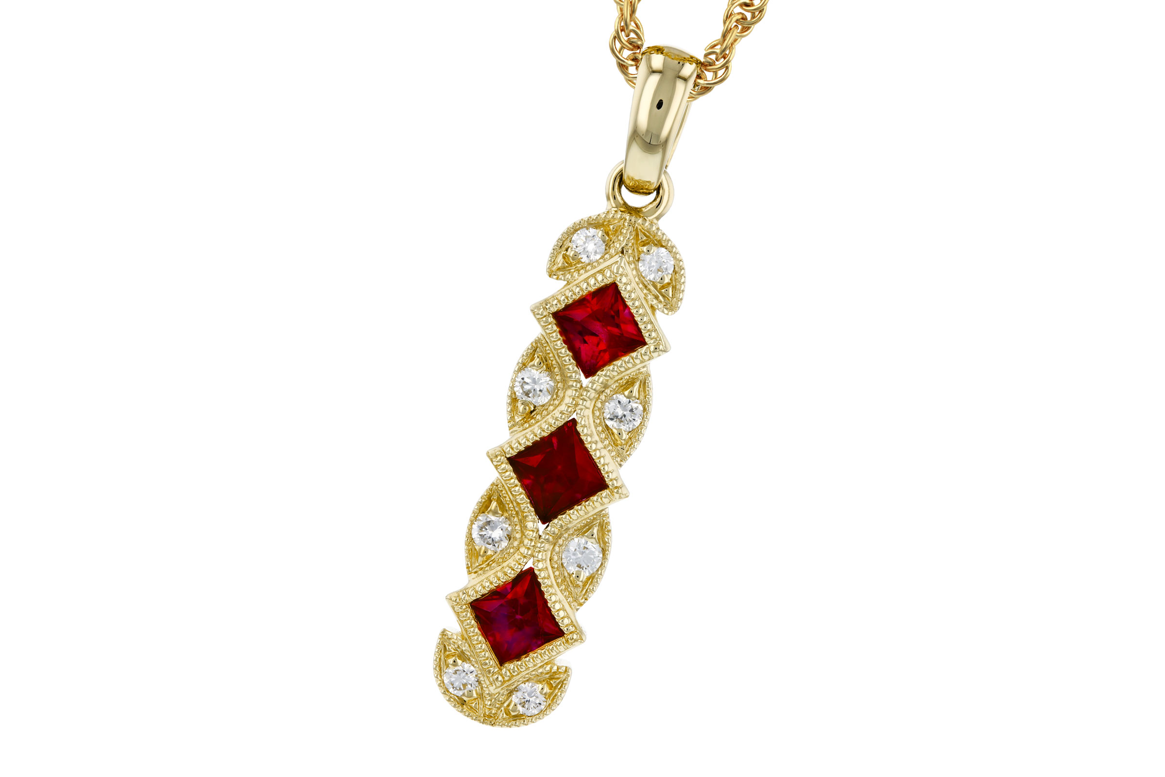 K321-38042: NECKLACE .55 TW RUBY .64 TGW
